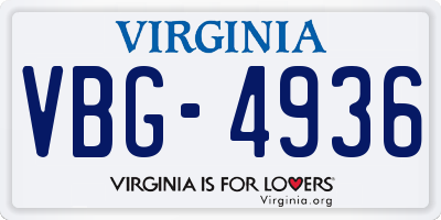 VA license plate VBG4936