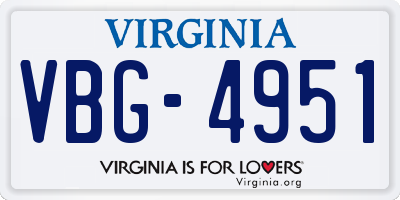 VA license plate VBG4951