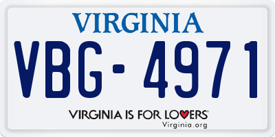VA license plate VBG4971