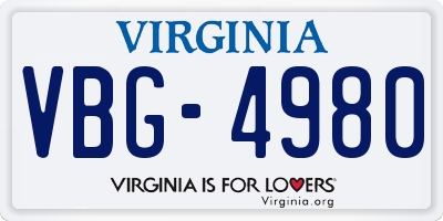 VA license plate VBG4980