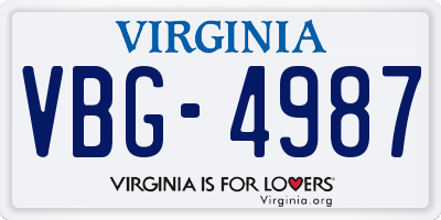 VA license plate VBG4987