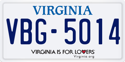 VA license plate VBG5014