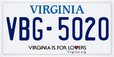 VA license plate VBG5020