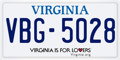 VA license plate VBG5028