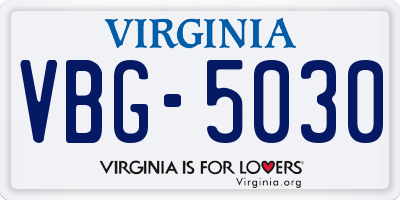 VA license plate VBG5030