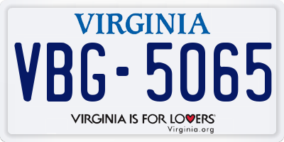 VA license plate VBG5065