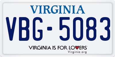 VA license plate VBG5083