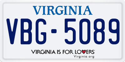 VA license plate VBG5089