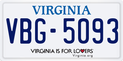 VA license plate VBG5093