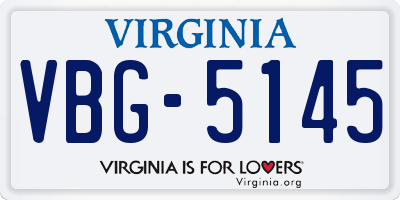 VA license plate VBG5145