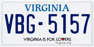 VA license plate VBG5157
