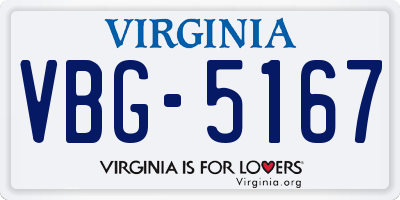 VA license plate VBG5167