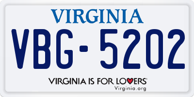 VA license plate VBG5202
