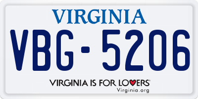 VA license plate VBG5206