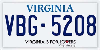 VA license plate VBG5208