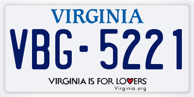 VA license plate VBG5221