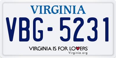 VA license plate VBG5231