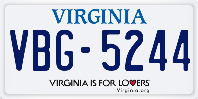 VA license plate VBG5244