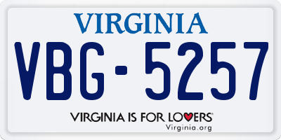 VA license plate VBG5257