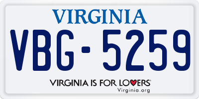 VA license plate VBG5259