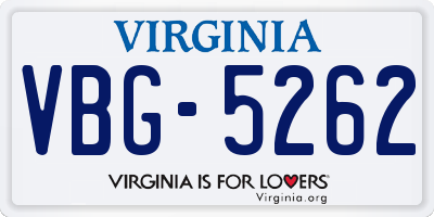 VA license plate VBG5262