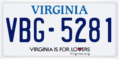 VA license plate VBG5281