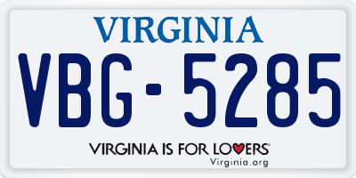 VA license plate VBG5285