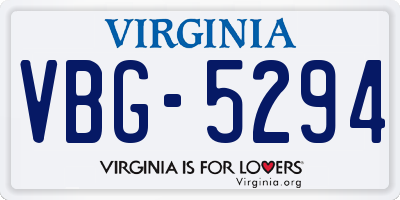VA license plate VBG5294