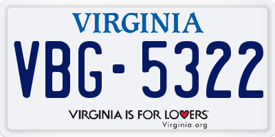 VA license plate VBG5322