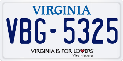 VA license plate VBG5325