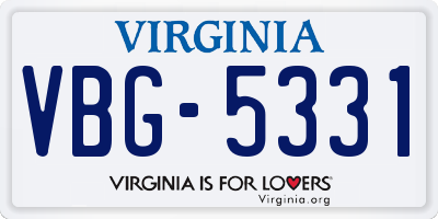 VA license plate VBG5331