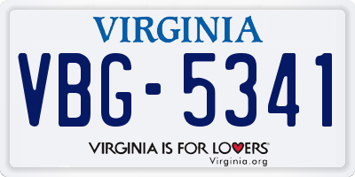 VA license plate VBG5341