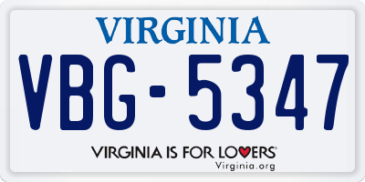 VA license plate VBG5347