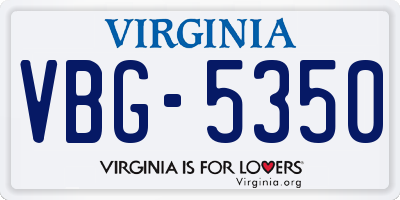 VA license plate VBG5350