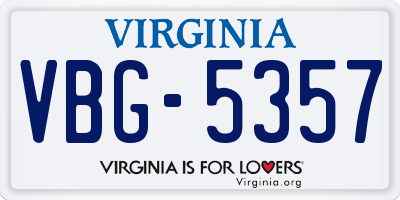 VA license plate VBG5357