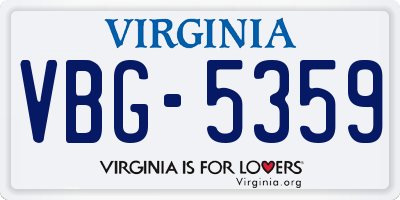 VA license plate VBG5359