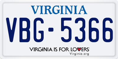 VA license plate VBG5366
