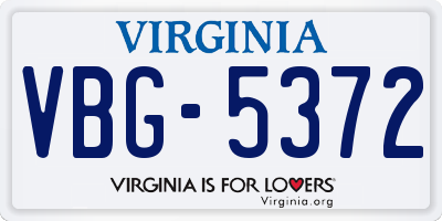 VA license plate VBG5372