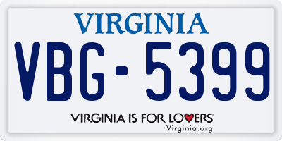 VA license plate VBG5399