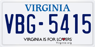 VA license plate VBG5415