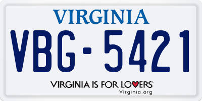 VA license plate VBG5421