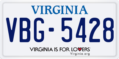 VA license plate VBG5428