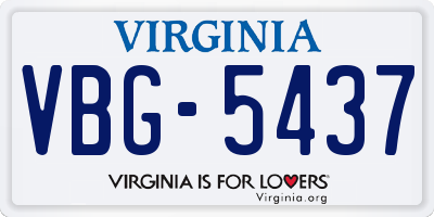 VA license plate VBG5437