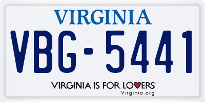 VA license plate VBG5441
