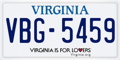 VA license plate VBG5459