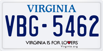 VA license plate VBG5462