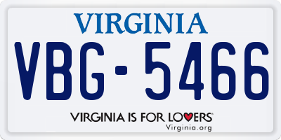 VA license plate VBG5466