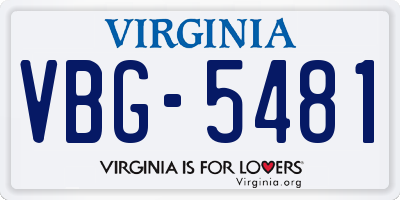 VA license plate VBG5481