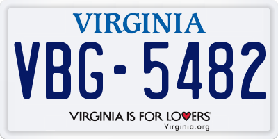VA license plate VBG5482