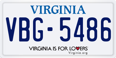 VA license plate VBG5486